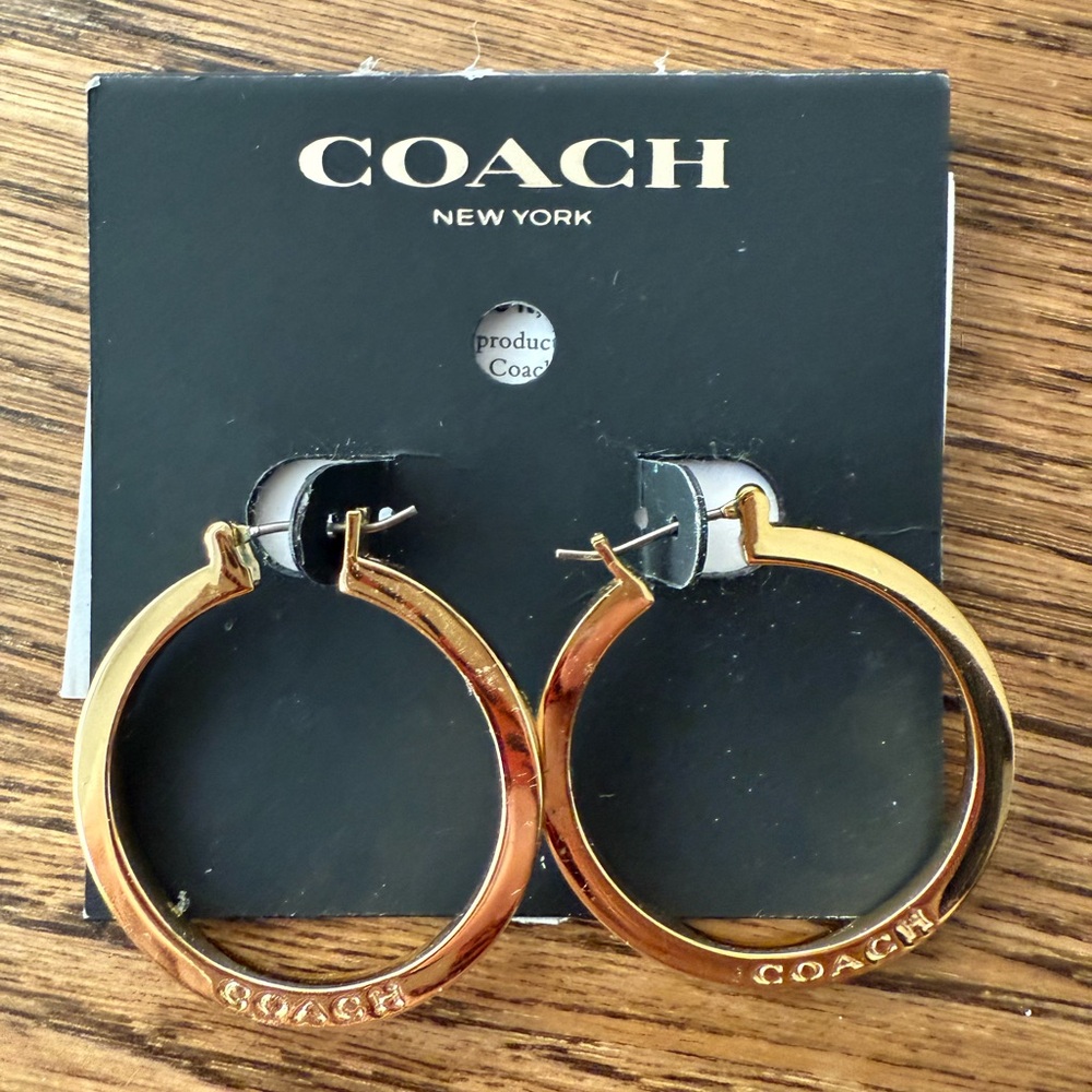 Coach Shiny Gold Hoop Earrings